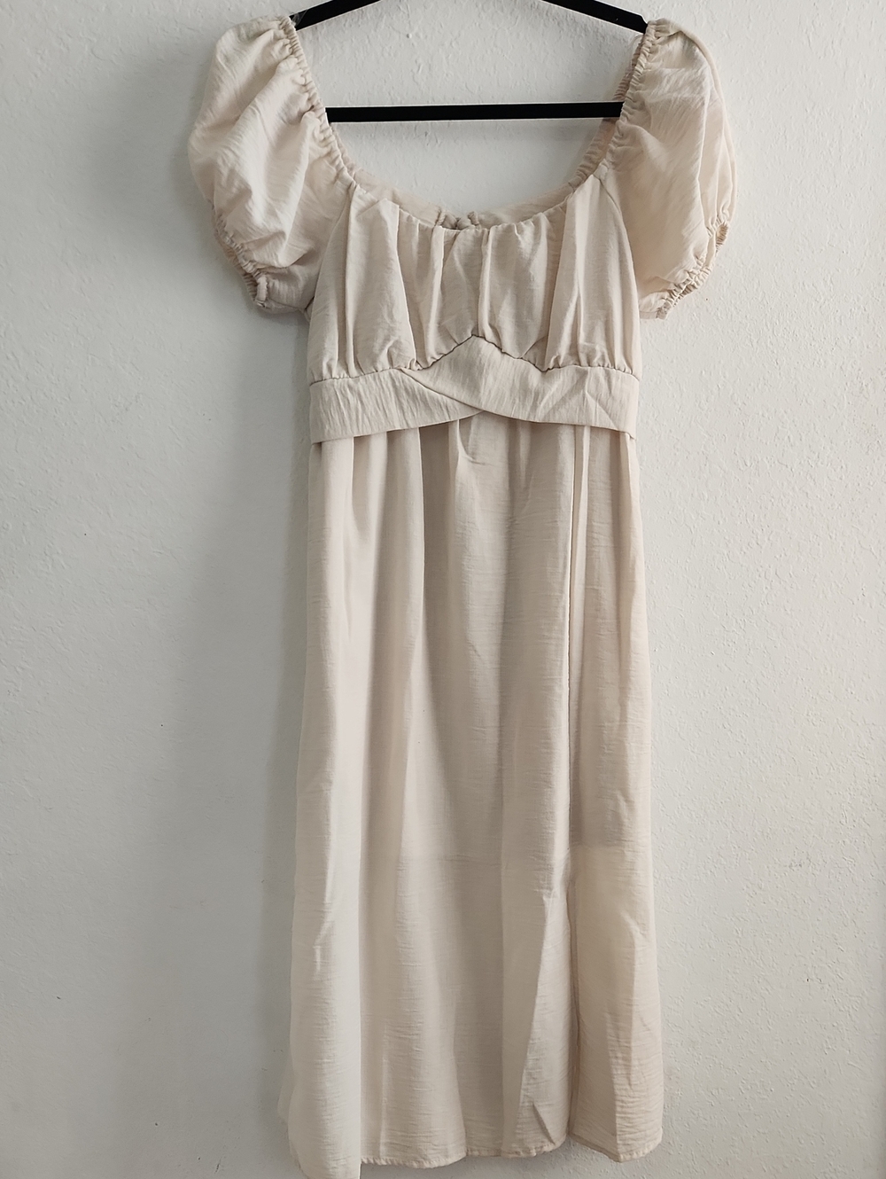 ​Pie In The Sky Boho Milkmaid Cream Tie Back Midi Dress Size M